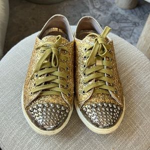 Miu Miu Womens Sneakers Shoes gold glitter 38